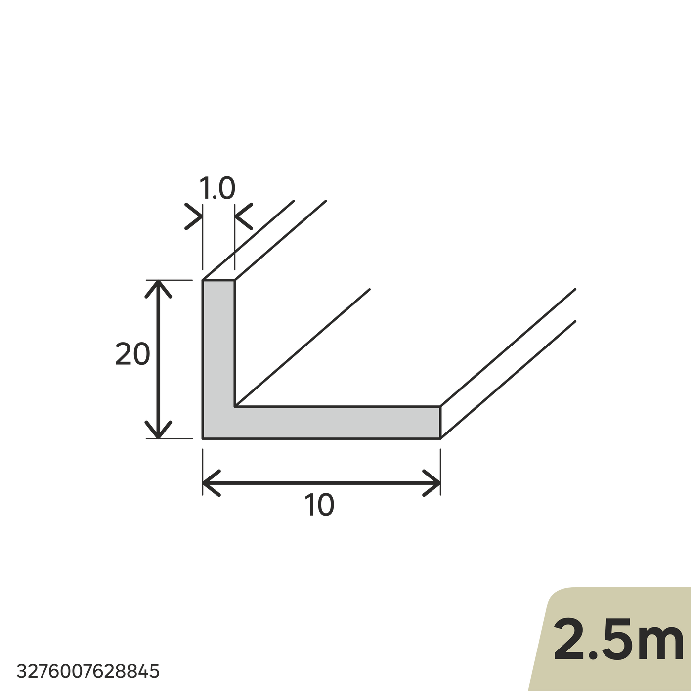 Bricocenter 20X10X1MM NATURAL ALUMINIUM 'L' ANGLE PROFILE 2.5M