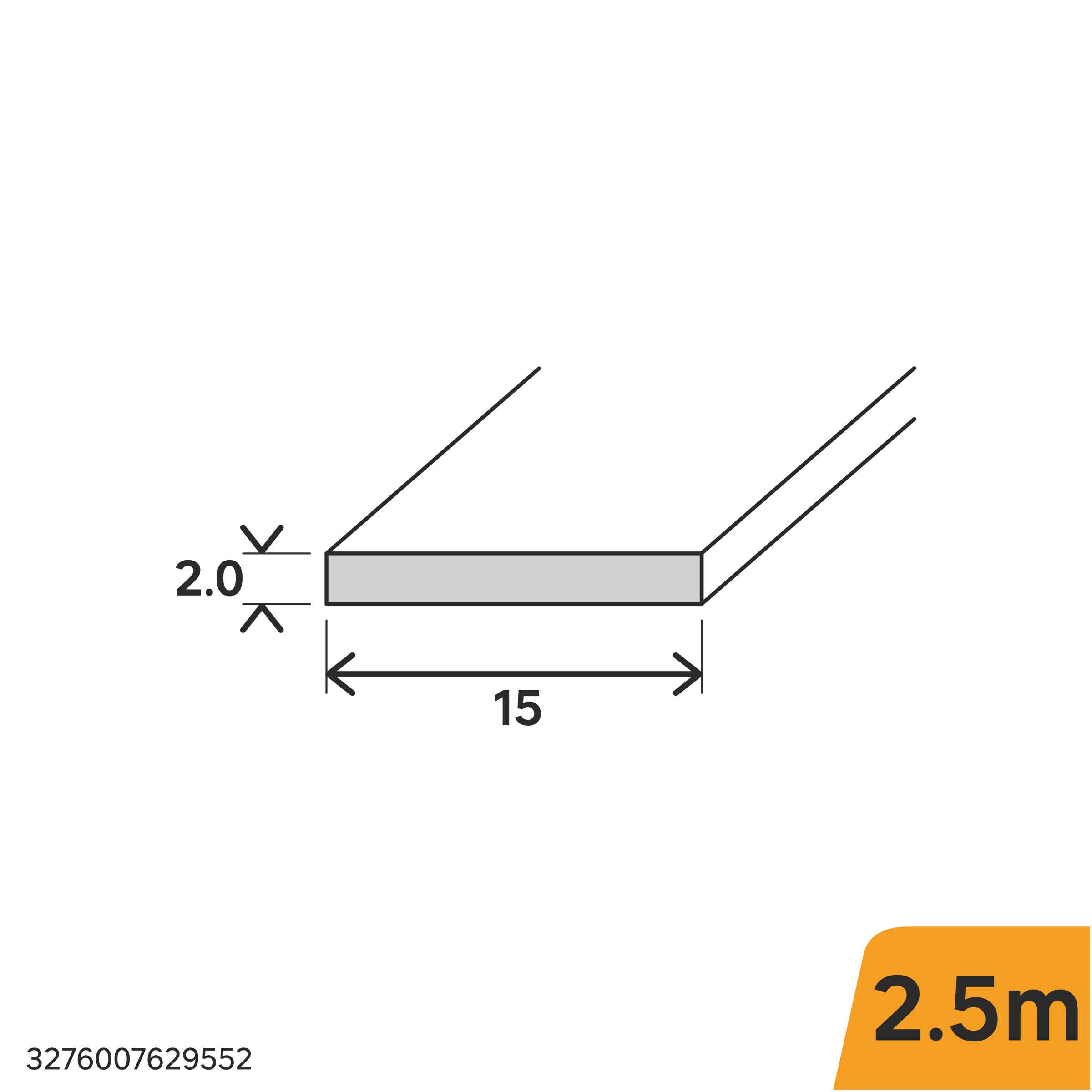 Bricocenter PROFILO PIATTO IN ALLUMINIO ANODIZZATO 15X2MM 2,5M OPACO