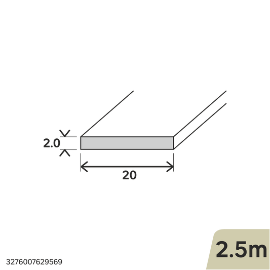 Bricocenter PROFILO PIATTO IN ALLUMINIO NATURALE 20X2MM 2,5M OPACO