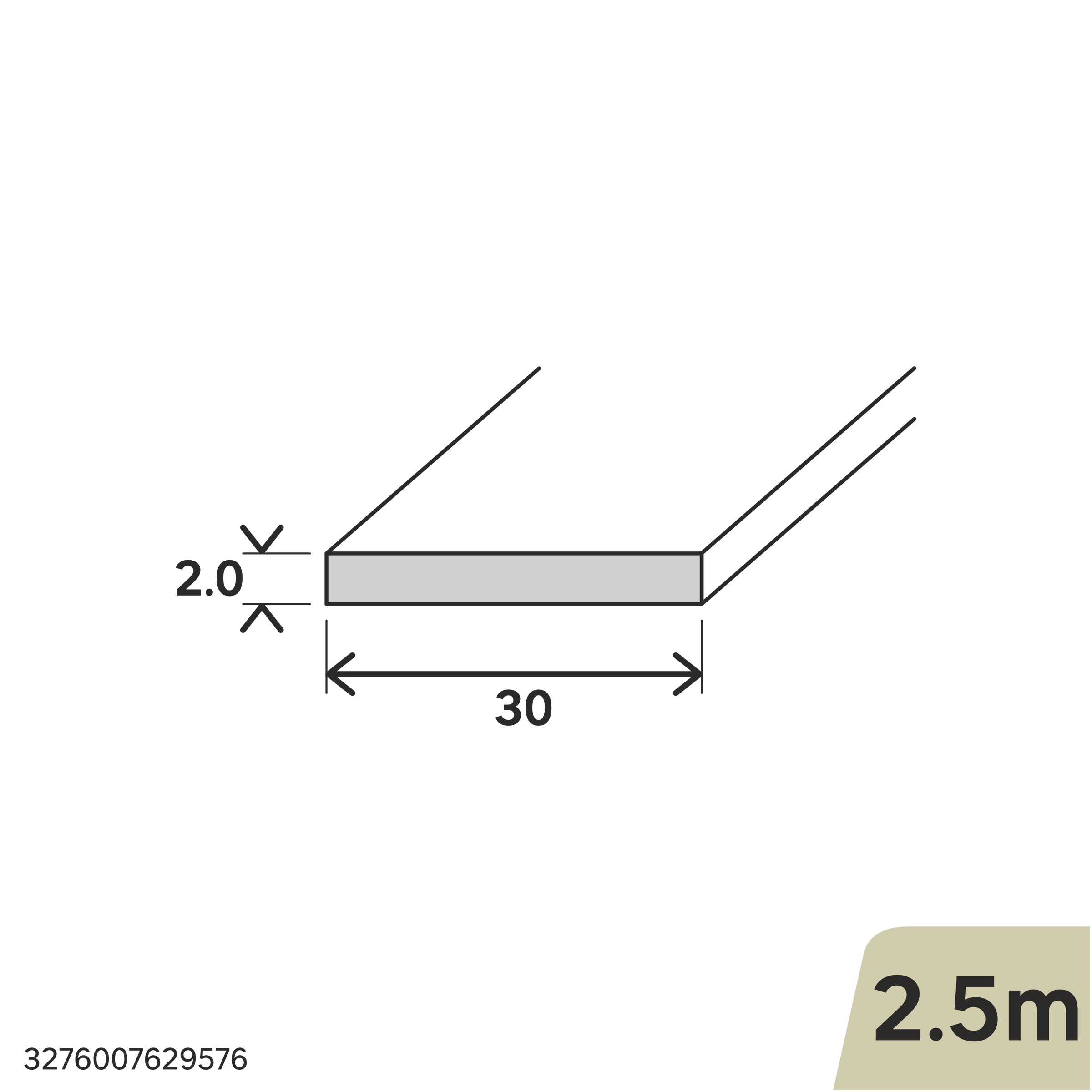 Bricocenter 30X2MM NATURAL ALUMINUM FLAT PROFILE 2.5M MATTE