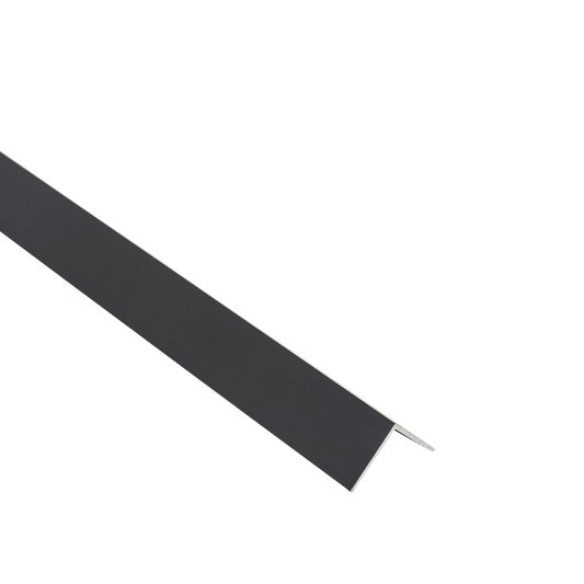 Brushed black anodised aluminium angle profile, 20x20x1mm, 1m