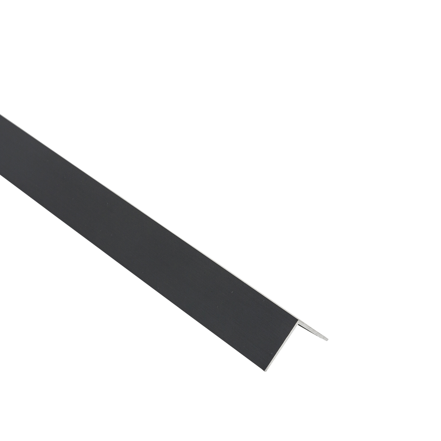 Brushed black anodised aluminium angle profile, 20x20x1mm, 1m