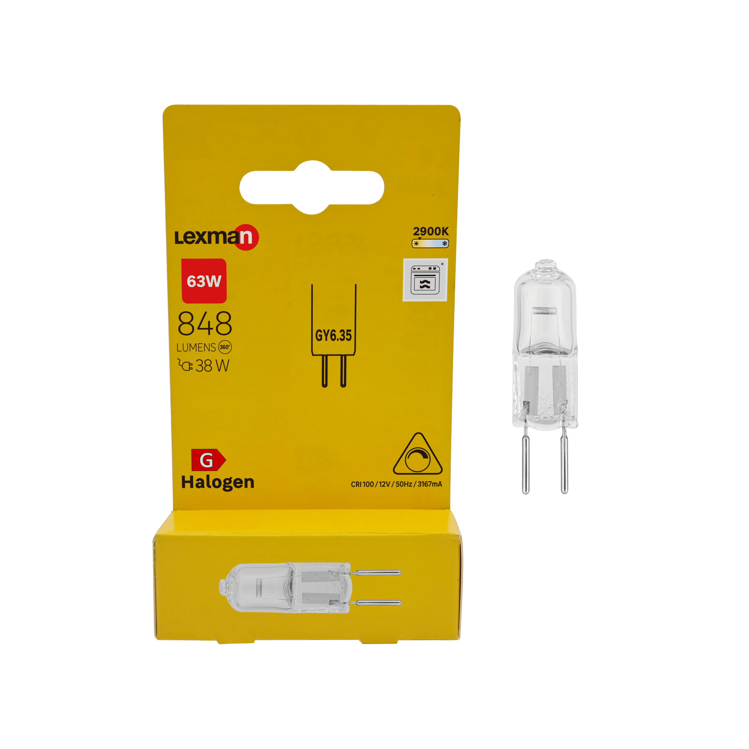 Gy6.35 halogen bulb = 63W