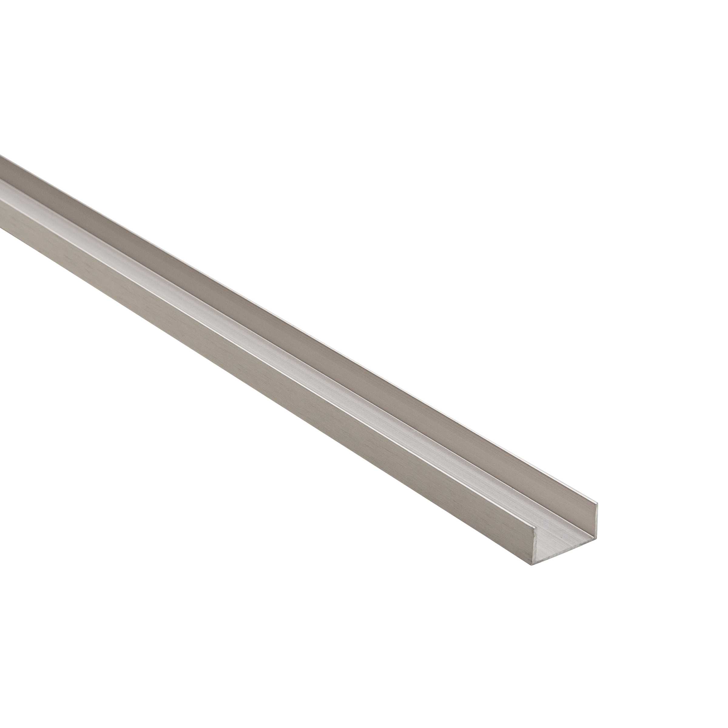 10x20x1mm anodised aluminium U-profile, 1m, brushed nickel