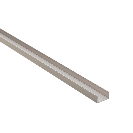 10x20x1mm anodised aluminium U-profile, 1m, brushed nickel