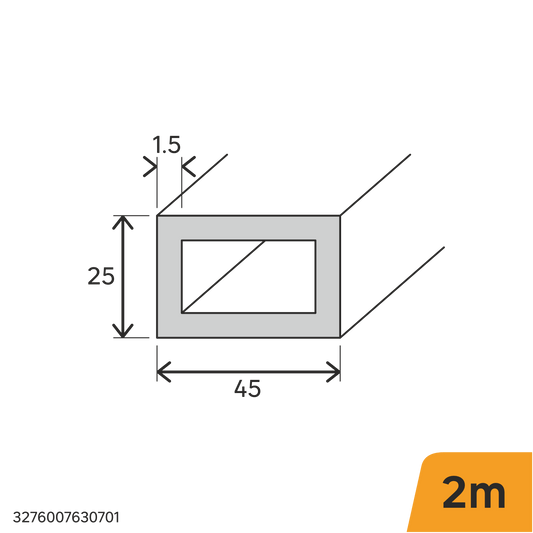 Bricocenter PROFILO RETTANGOLARE IN ALLUMINIO 45X25MM 2M CROMATO