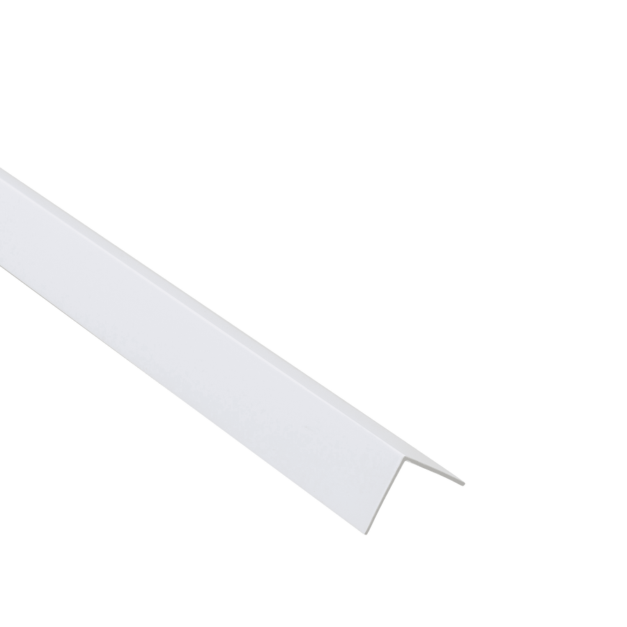 25x20x1mm matt white PVC L-shaped corner profile, 6m