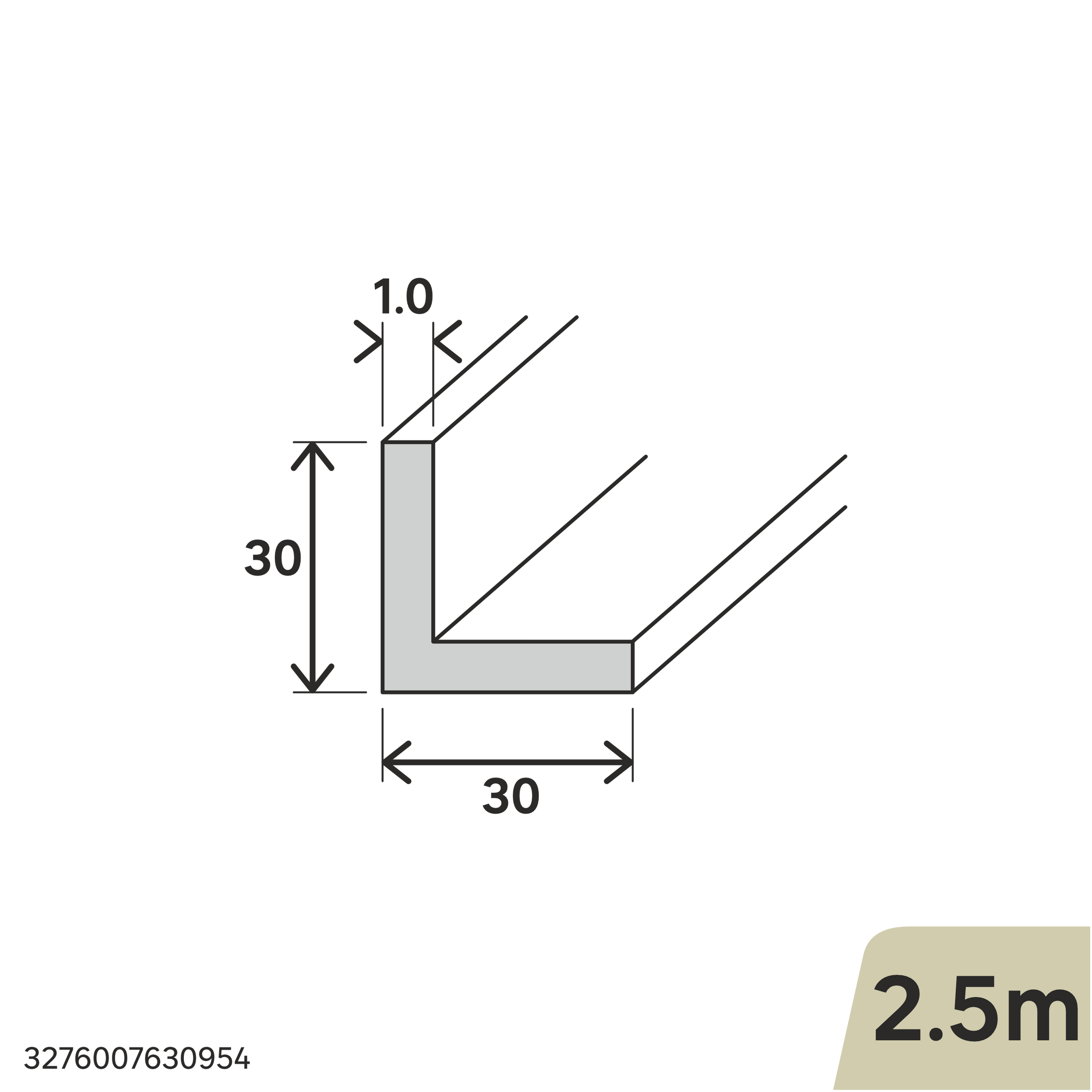 Bricocenter NATURAL ALUMINUM ANGLE PROFILE 300X30X1MM 2.5M