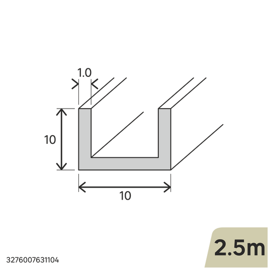 Bricocenter PROFILO U IN ALLUMINIO NATURALE 10X10X1MM 2,5M