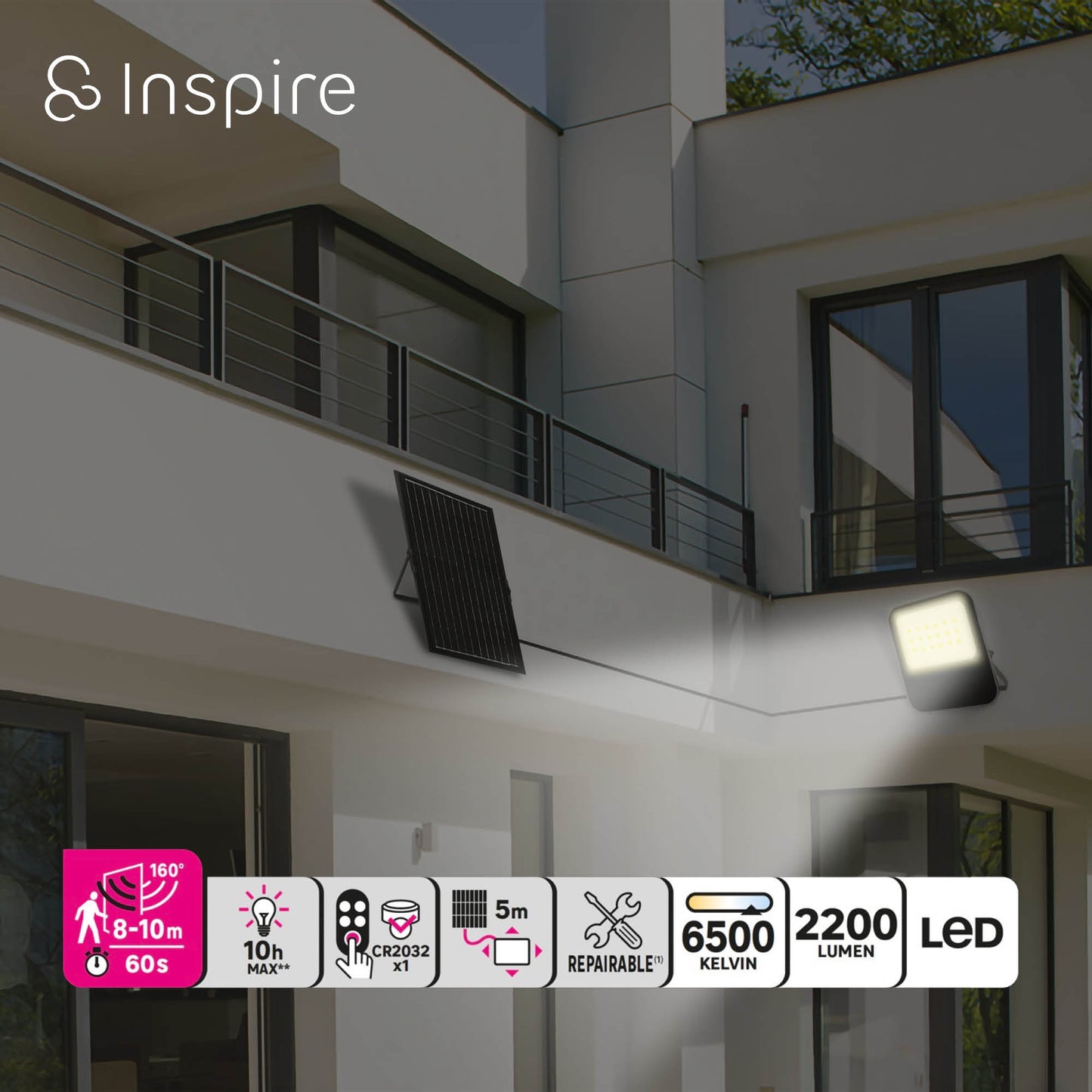 SOLAR PROJECTOR ART ALUMINUM GRAY LED 100W IP65