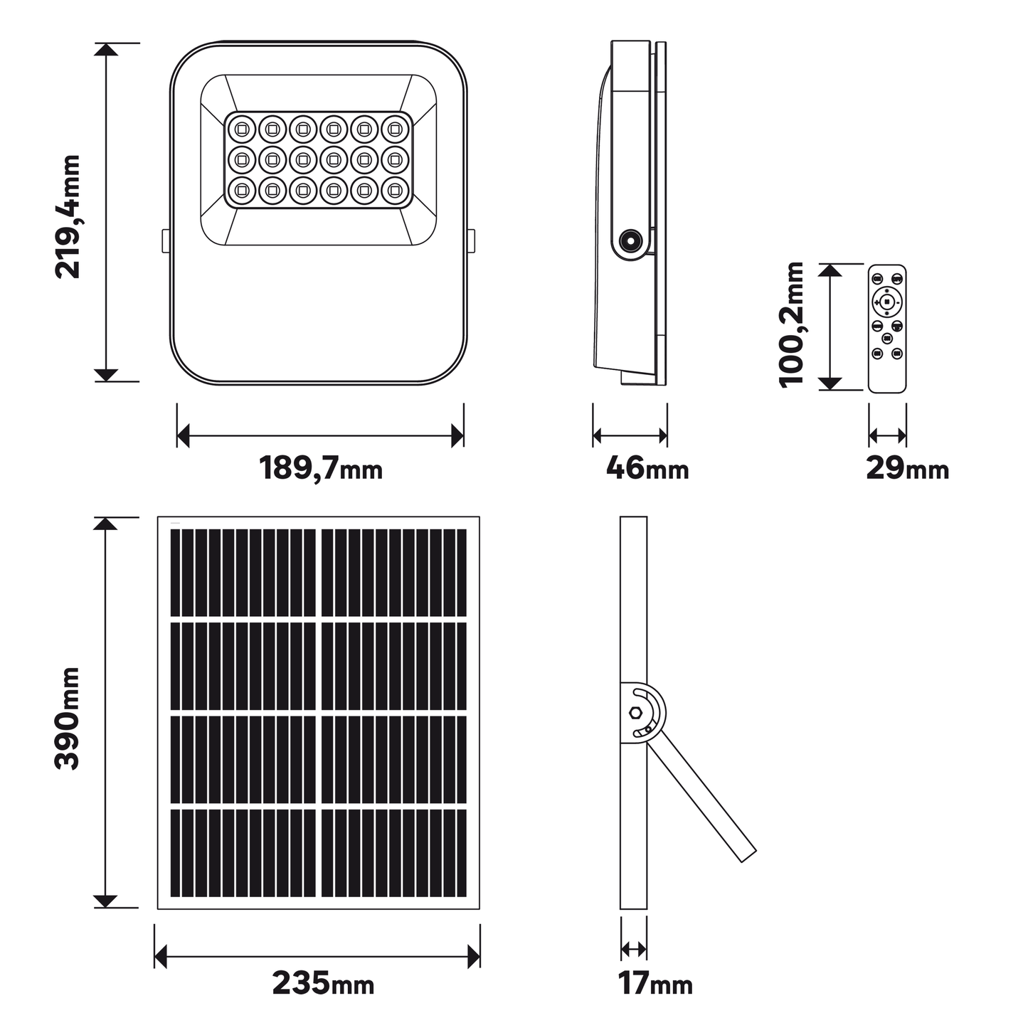 SOLAR PROJECTOR ART ALUMINUM GRAY LED 100W IP65