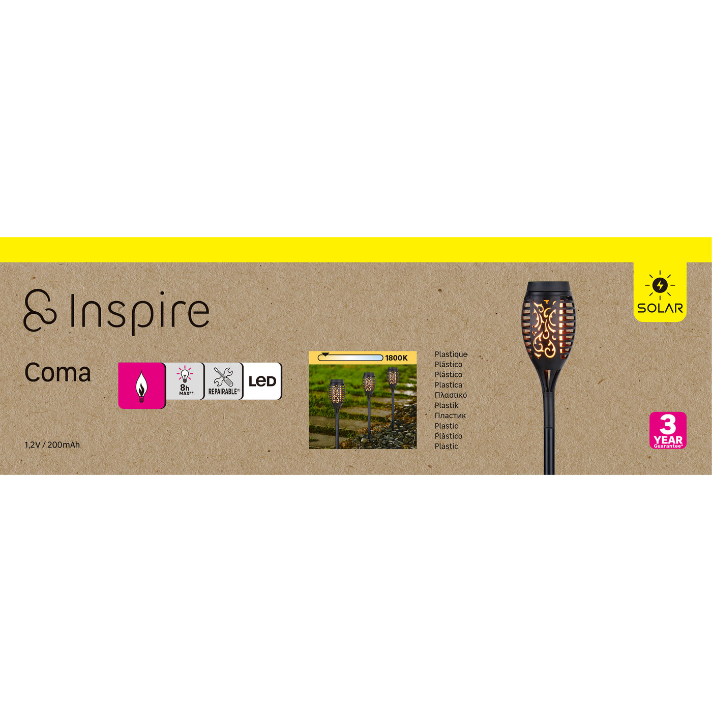 SOLAR PEG COMA PLASTIC BLACK 51CM LED 1LM IP44