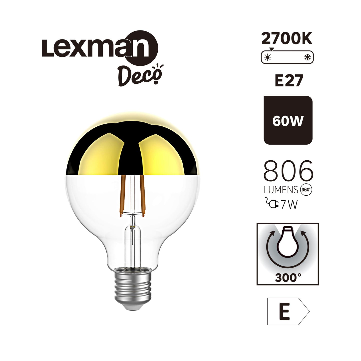 Bricocenter LED BULB E27=60W GLOBE GOLD WARM LIGHT