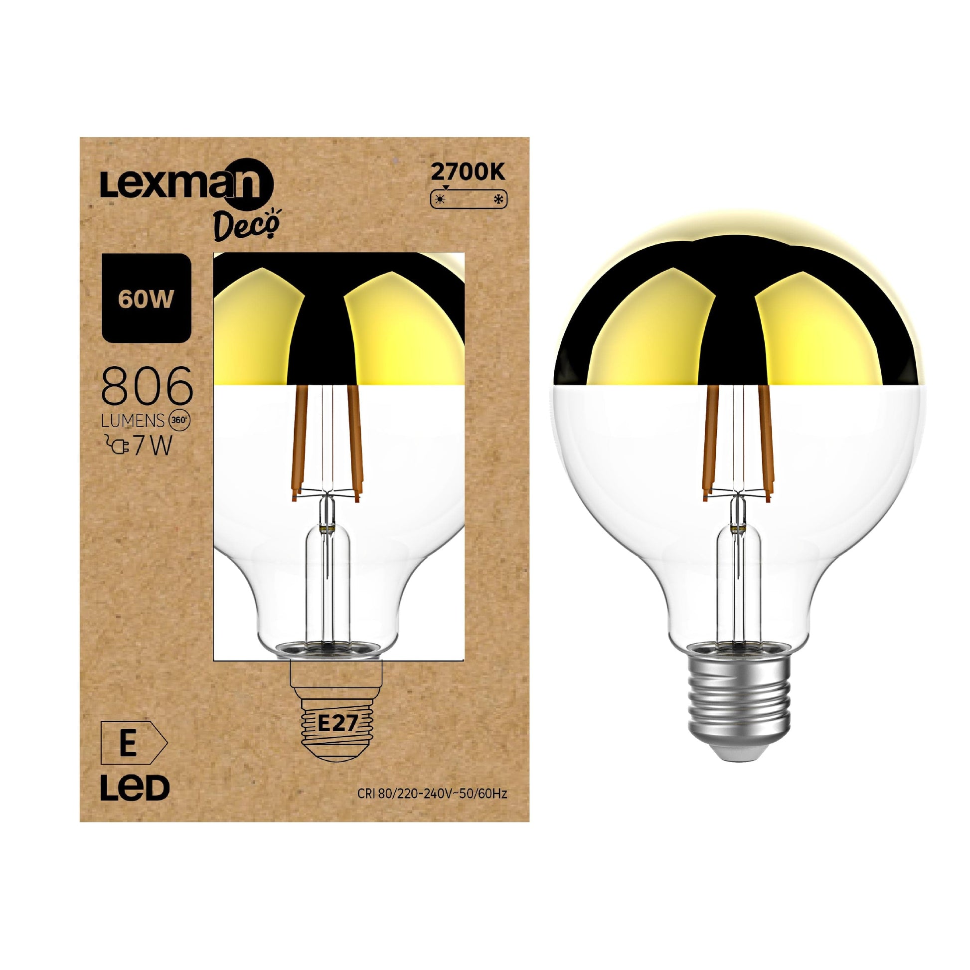 Bricocenter LED BULB E27=60W GLOBE GOLD WARM LIGHT