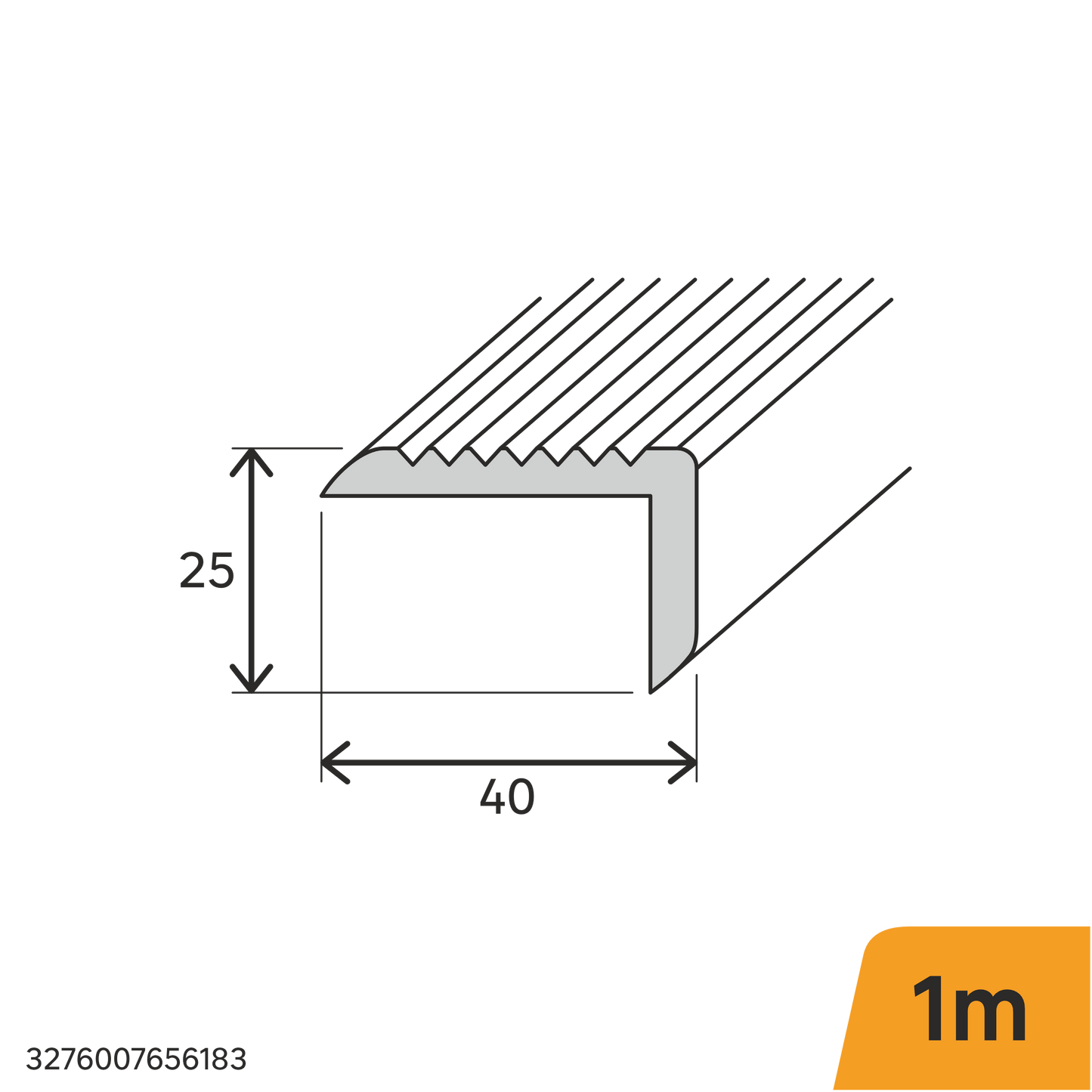 25X40X1.5MM ANODIZED ALUMINUM STEP PROTECTION PROFILE 1M MATTE