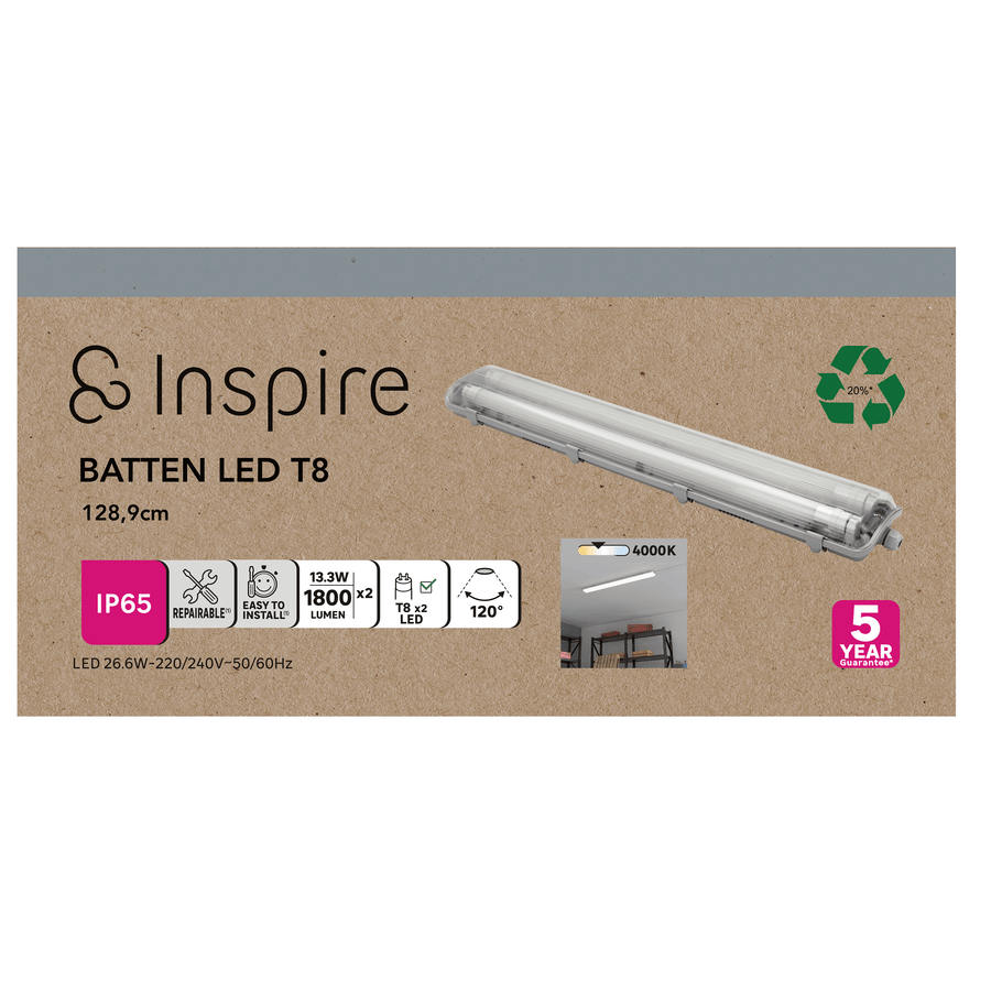 Bricocenter REGLETTE T8 127CM LED 2X18W NATURAL LIGHT IP65