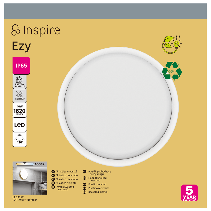 Bricocenter EZY CEILING LIGHT PLASTIC WHITE D24.5 LED 15W NATURAL LIGHT IP65