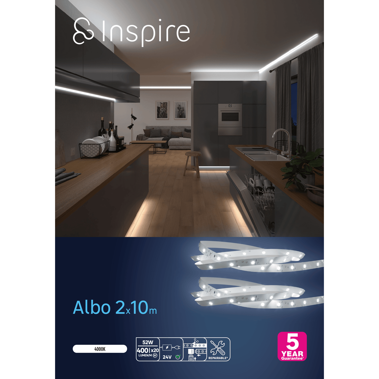 Bricocenter KIT STRISCIA LED ALBO 2X10M 52W LUCE NATURALE