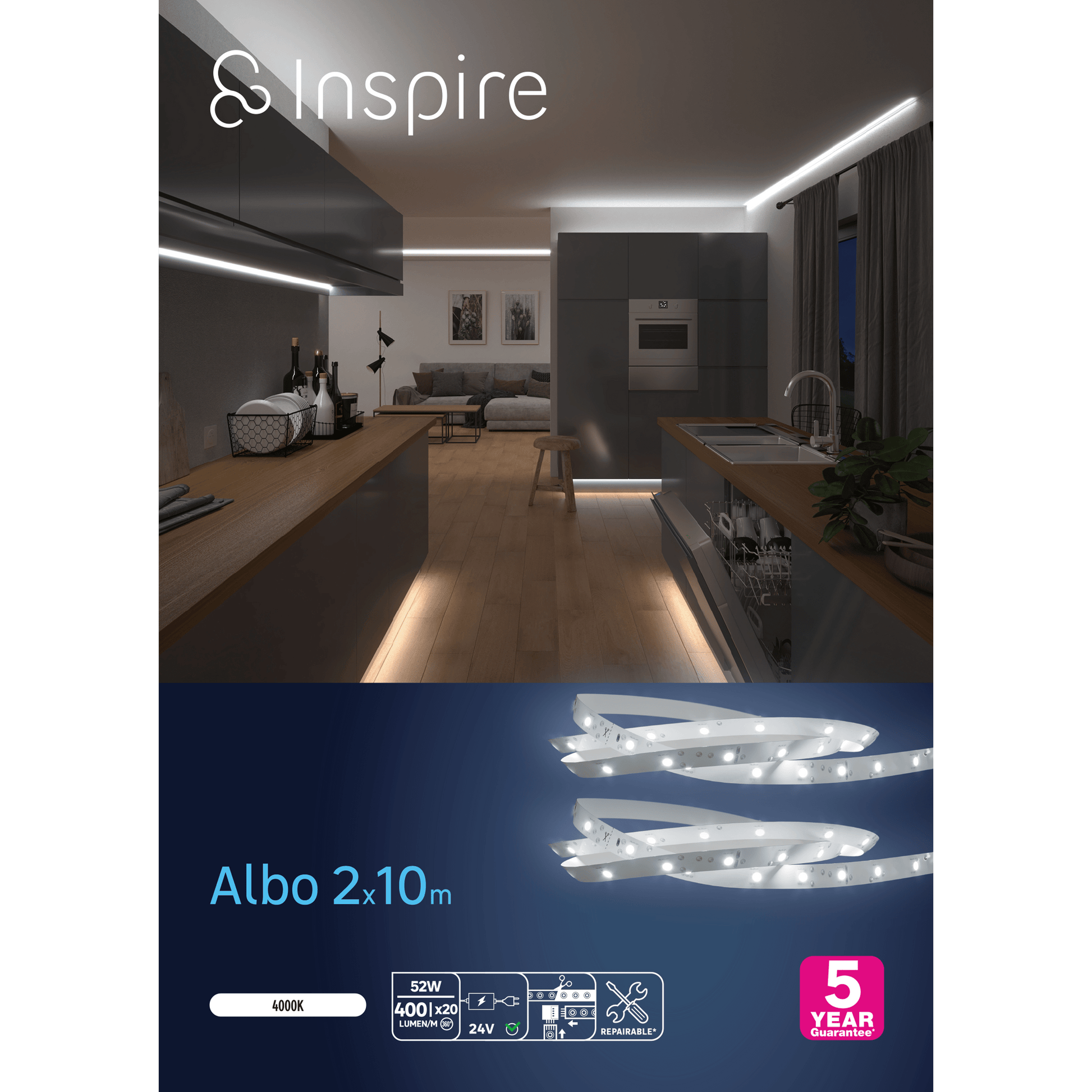 Bricocenter KIT STRISCIA LED ALBO 2X10M 52W LUCE NATURALE