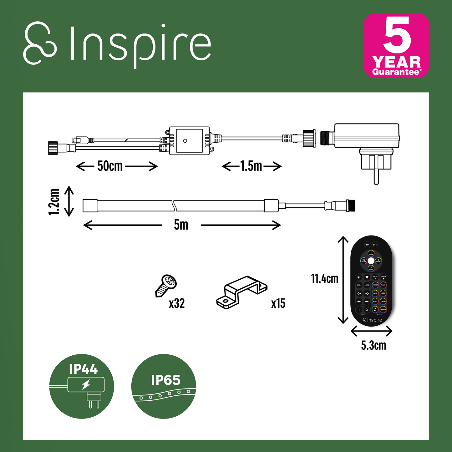 Bricocenter KIT STRISCIA LED SEBA 5M 22W EGB MUSIC IP65