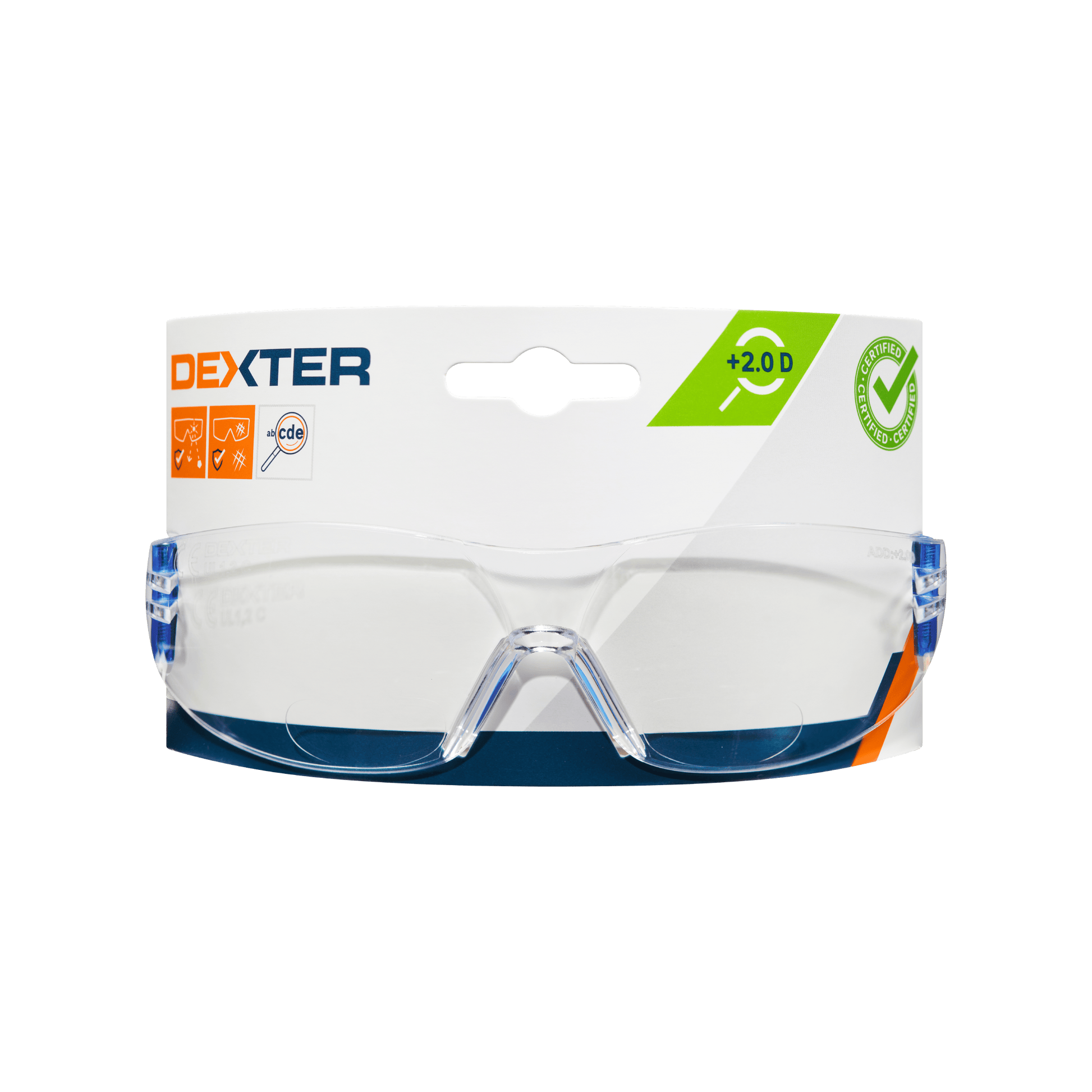 Bricocenter DEXTER SAFETY GLASSES WITH BIFOCAL LENS FOR READING 2 DIOPTER POLYCARBONATE