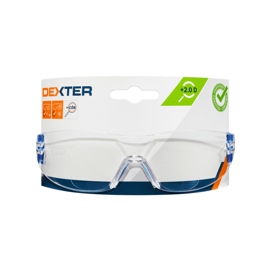 Bricocenter DEXTER SAFETY GLASSES WITH BIFOCAL LENS FOR READING 2 DIOPTER POLYCARBONATE