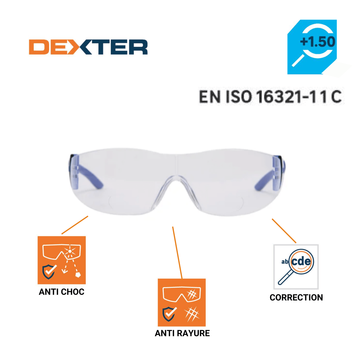 Bricocenter DEXTER SAFETY GLASSES WITH BIFOCAL LENS FOR READING 1.5 DIOPTER POLYCARBONATE