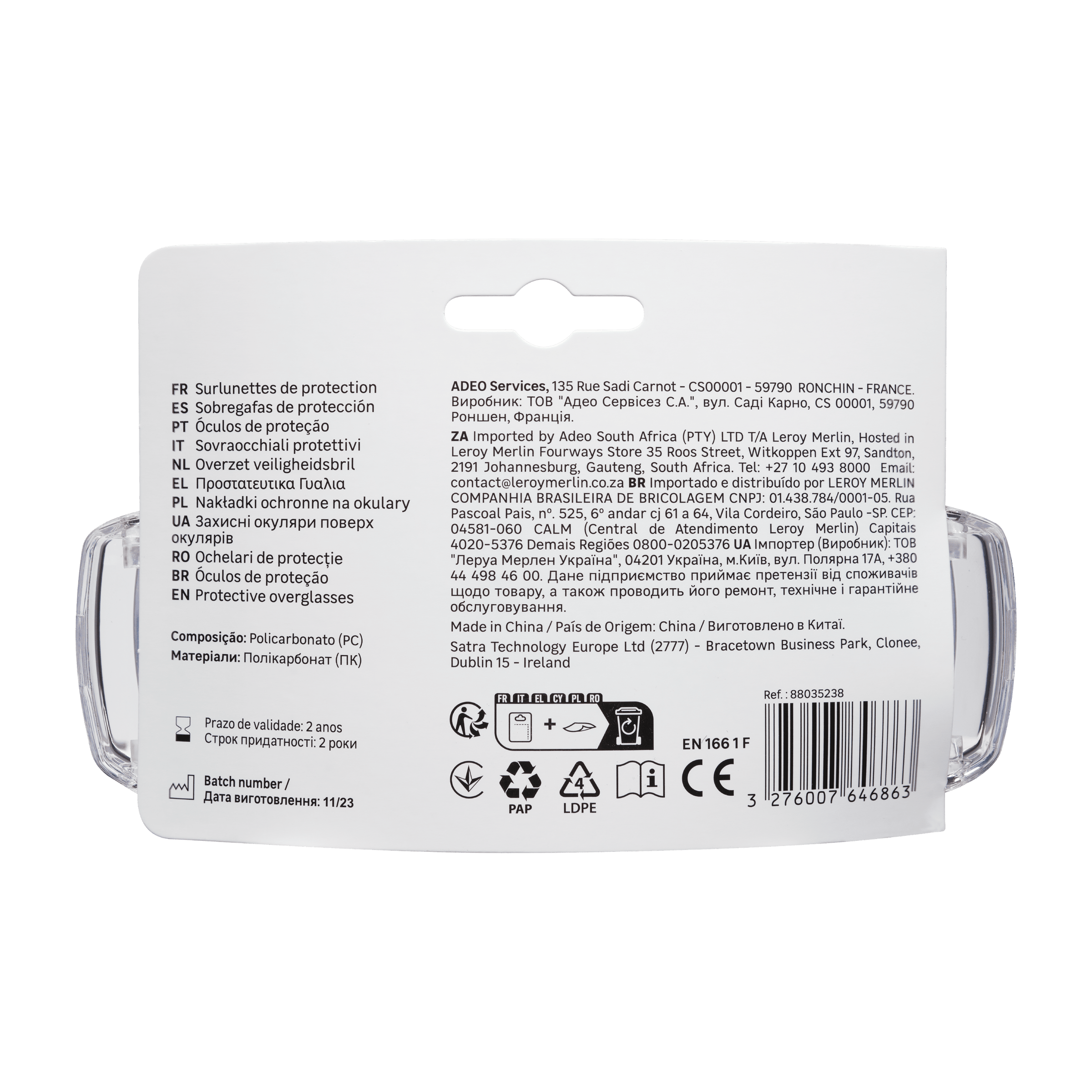 DEXTER POLYCARBONATE PROTECTIVE GOGGLES