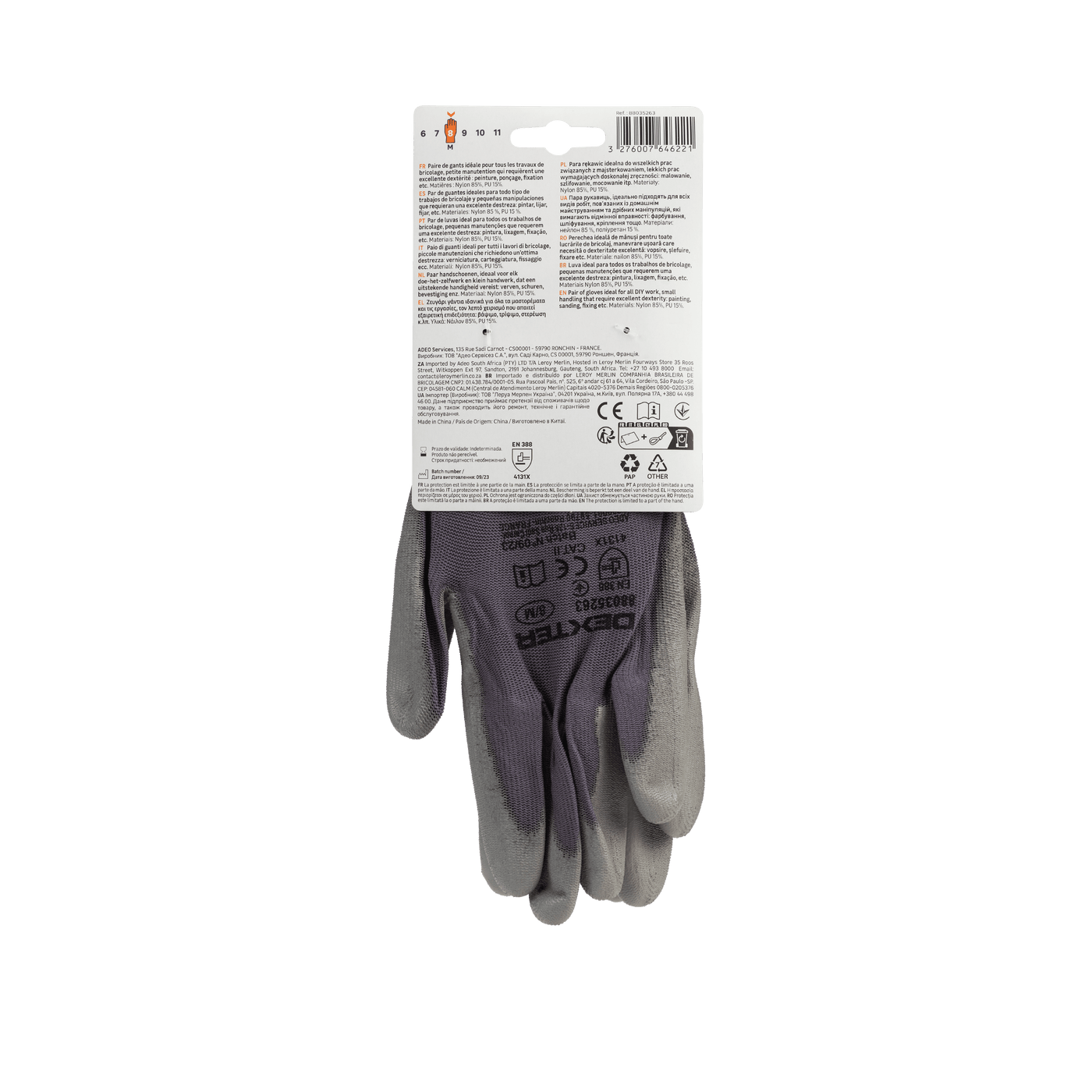 DEXTER PRECISION GLOVES SIZE 8M NYLON PALM POLYURETHANE