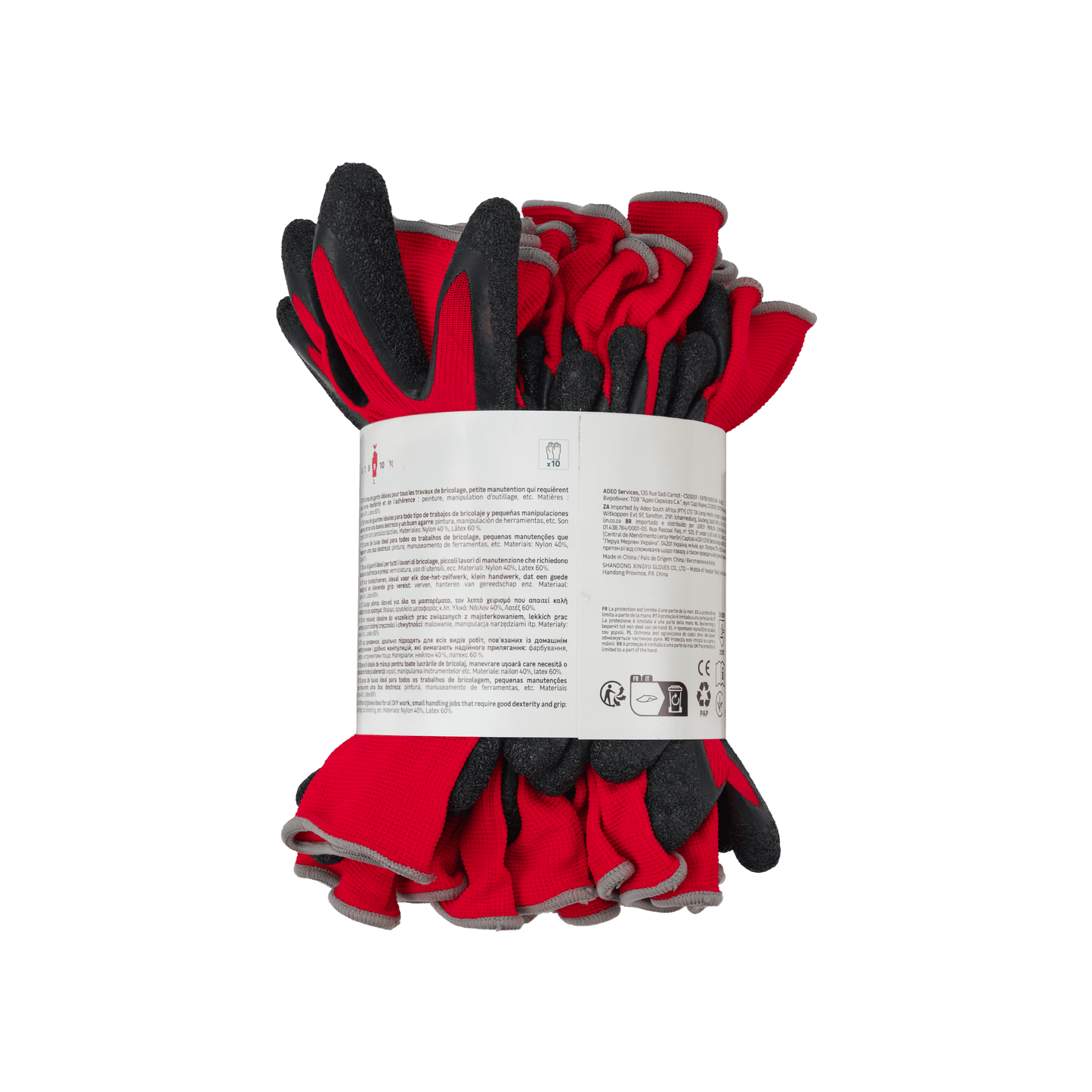 Bricocenter DEXTER GLOVES 10 PAIRS FOR HANDLING SIZE 9L NYLON LATEX PALM