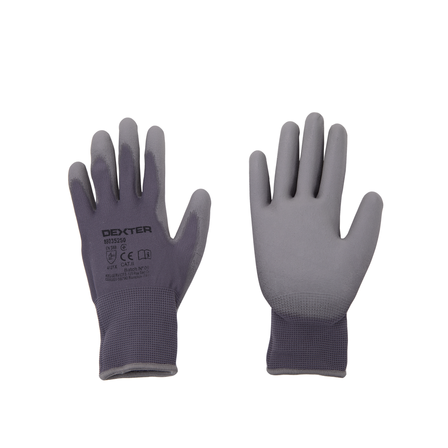 DEXTER GLOVES 5 PAIRS PRECISION SIZE 9L NYLON POLYURETHANE PALM