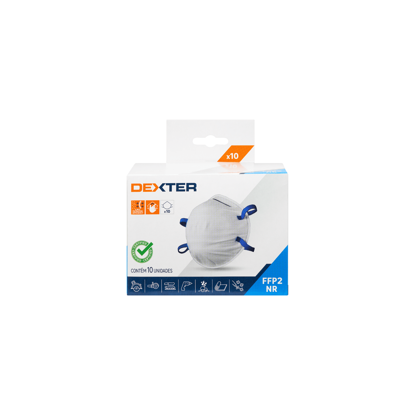 Bricocenter 10 DEXTER FFP2 VALVE-FREE DISPOSABLE CUP MASKS