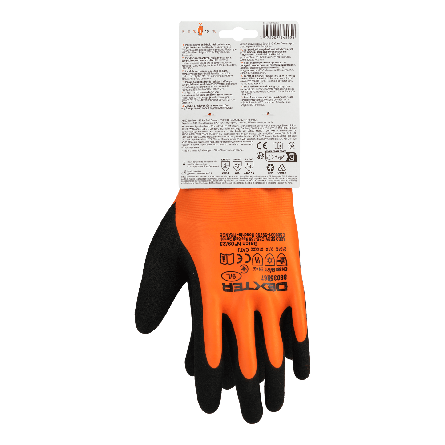 Bricocenter DEXTER TOUCH SCREEN CONSTRUCTION GLOVES SIZE 9L COLD-RESISTANT WATER RESISTANT