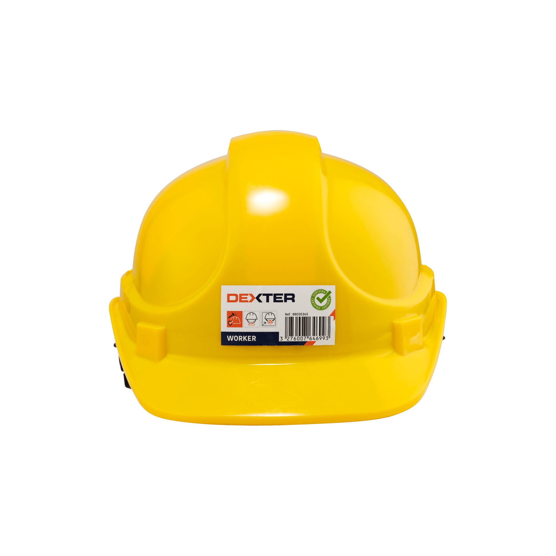 Bricocenter DEXTER YELLOW SAFETY HELMET WITH CHIN STRAP AND HDPE AND PVC ADJUSTMENT SYSTEM