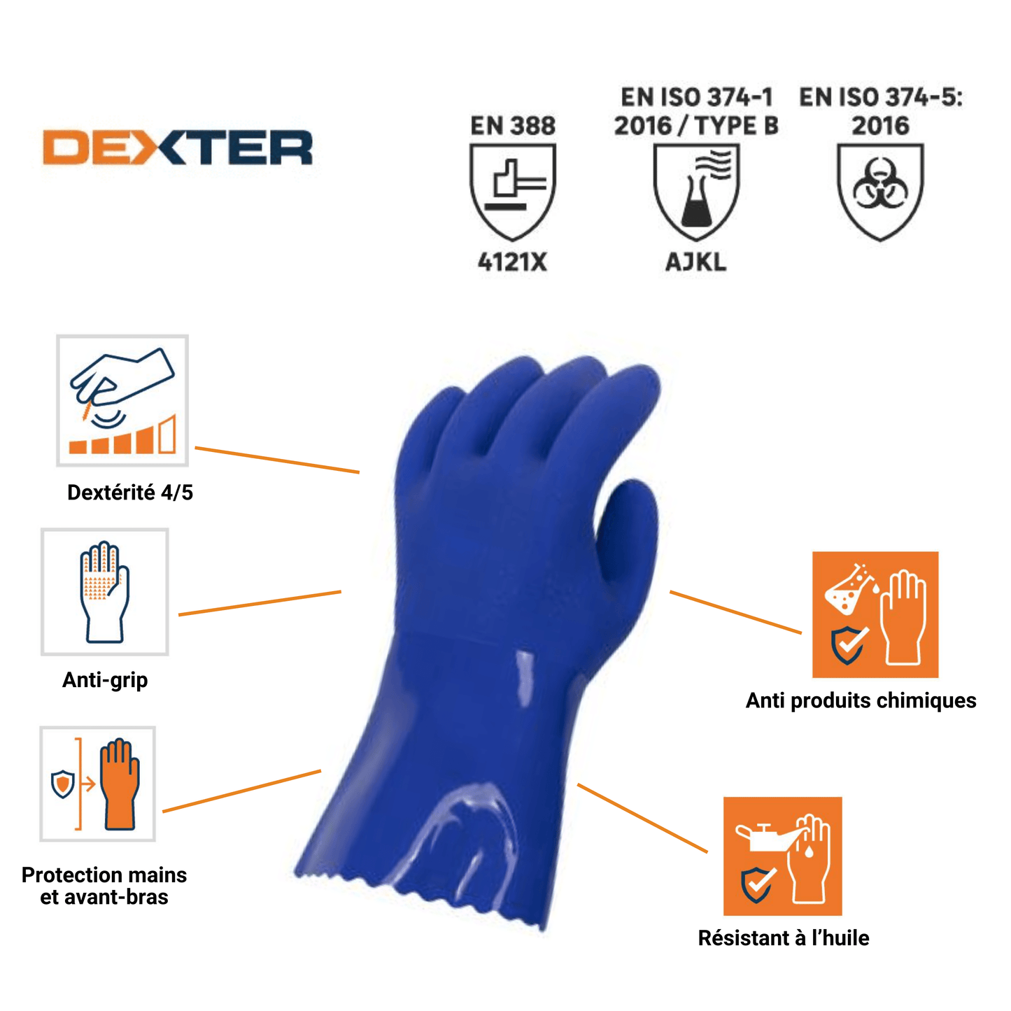 Bricocenter DEXTER CONSTRUCTION GLOVES SIZE 11XXL PVC AND POLYESTER