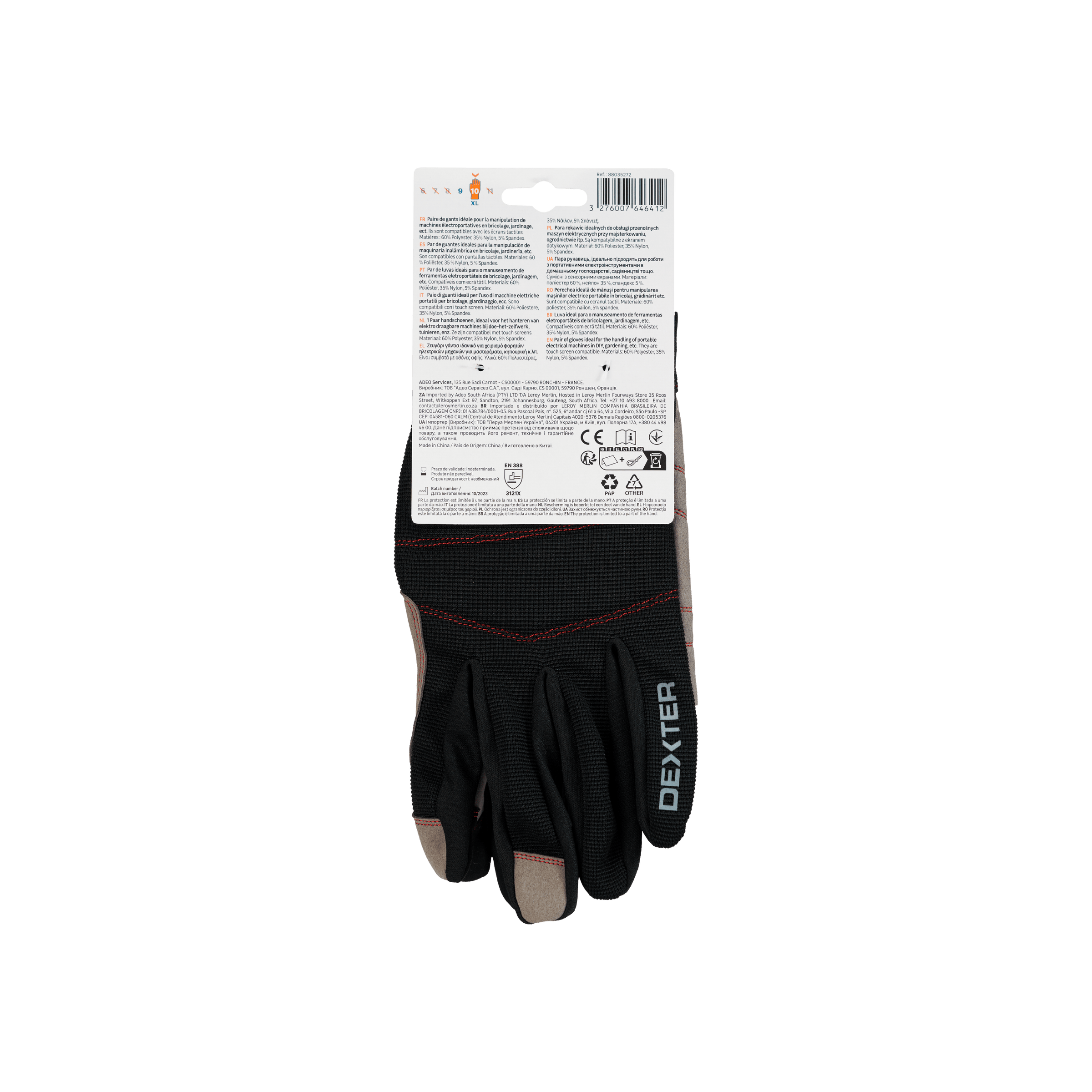 Bricocenter DEXTER TOUCH SCREEN HANDLING GLOVES SIZE 10XL POLYESTER NYLON AND SPANDEX