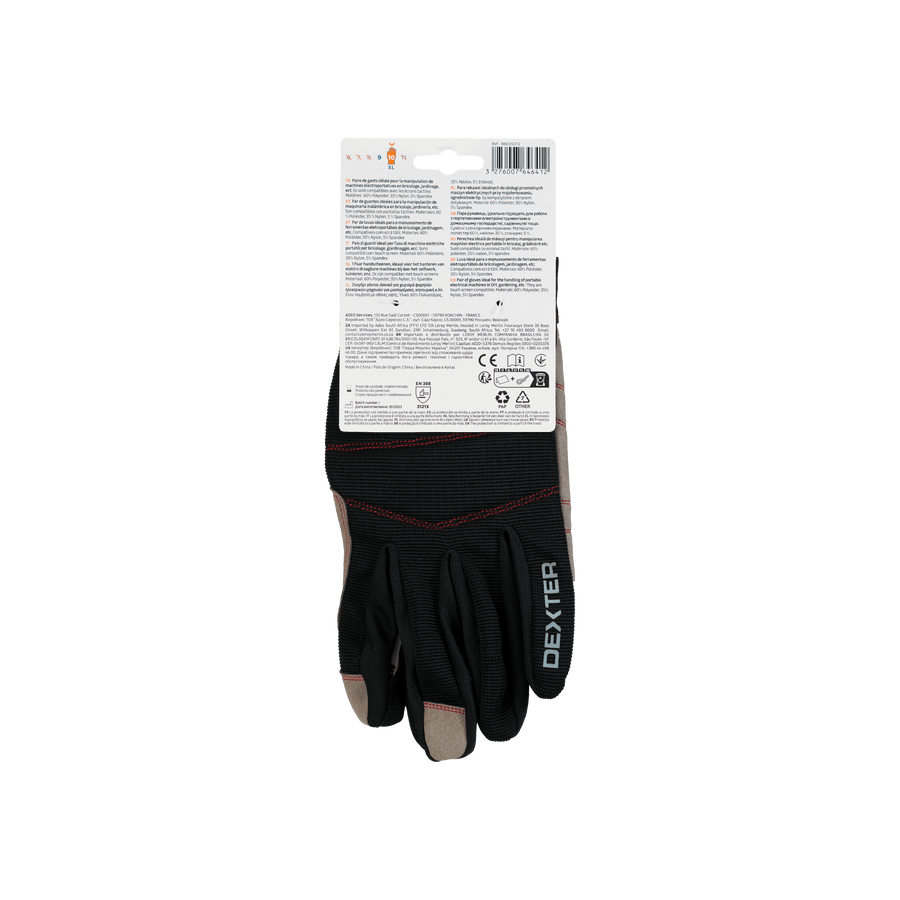 Bricocenter DEXTER TOUCH SCREEN HANDLING GLOVES SIZE 10XL POLYESTER NYLON AND SPANDEX