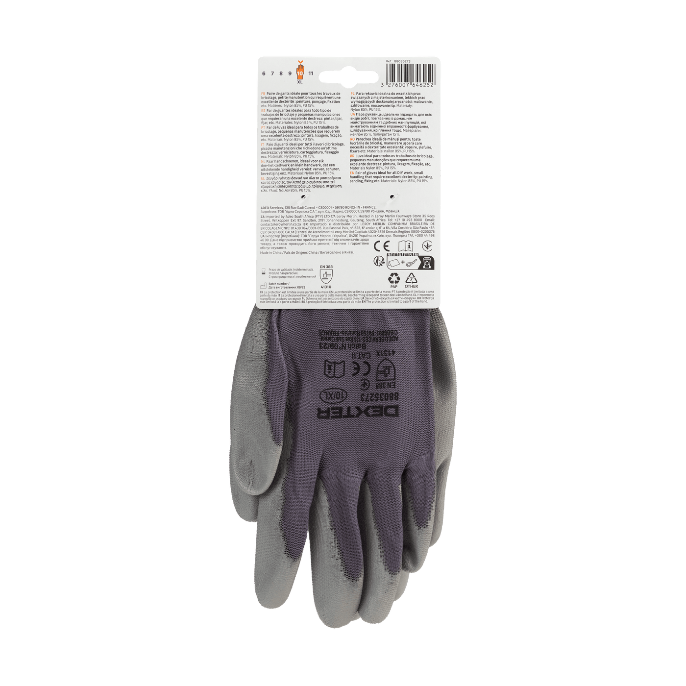 DEXTER PRECISION GLOVES SIZE 10XL NYLON POLYURETHANE PALM