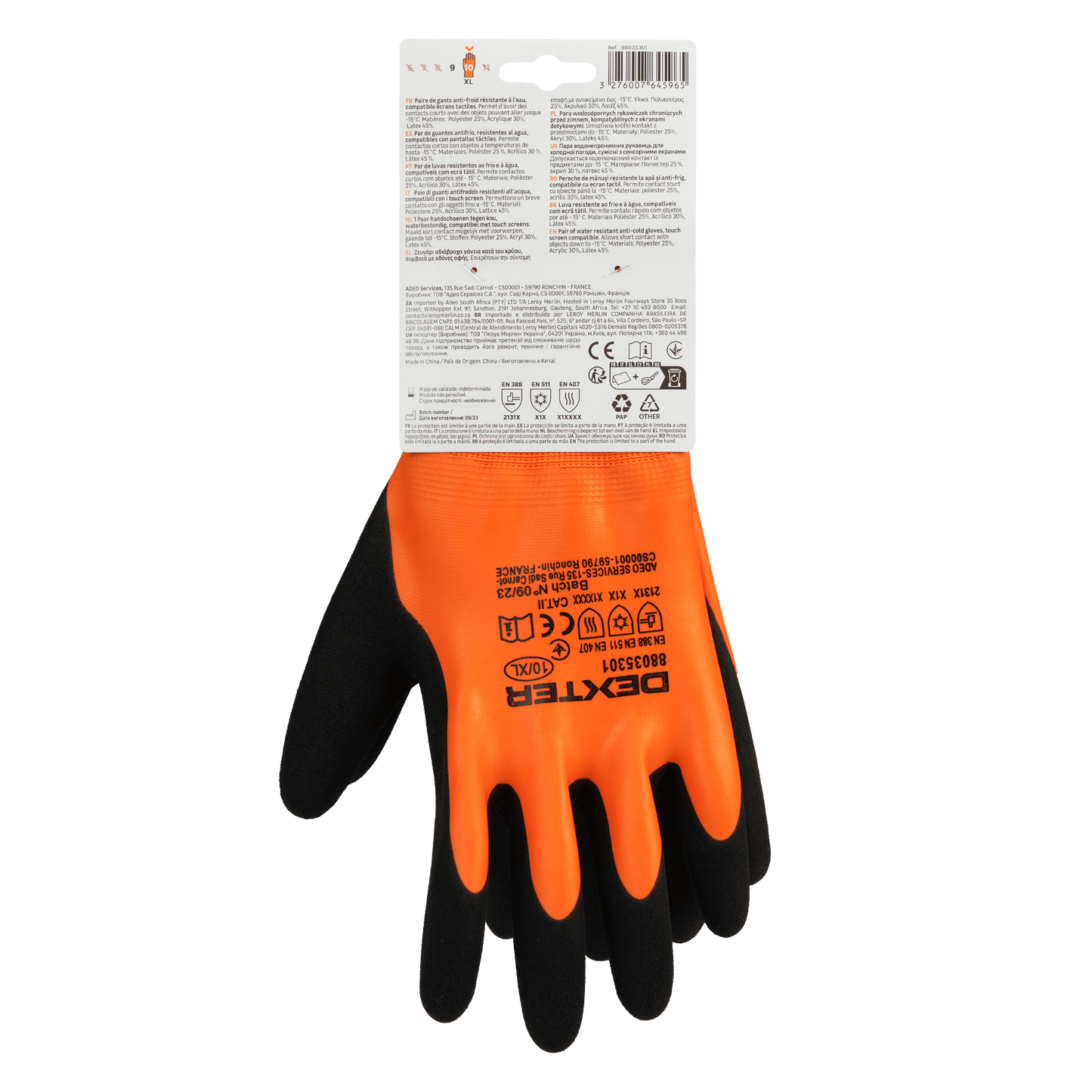 Bricocenter DEXTER TOUCH SCREEN CONSTRUCTION GLOVES SIZE 10XL COLD-RESISTANT WATER RESISTANT