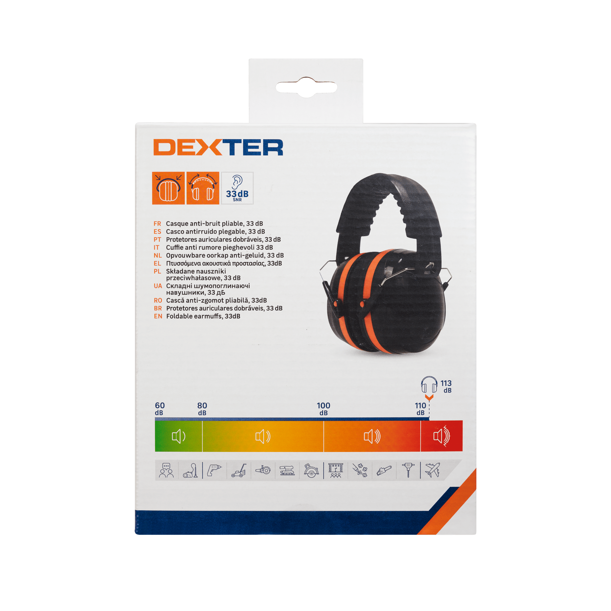 Bricocenter DEXTER ADJUSTABLE 33DB NOISE CANCELLING HEADPHONES WITH ABS ADJUSTMENT SYSTEM SOFT EAR PADS