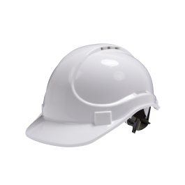 DEXTER WHITE SAFETY HELMET WITH CHIN STRAP AND HDPE AND PVC ADJUSTMENT SYSTEM