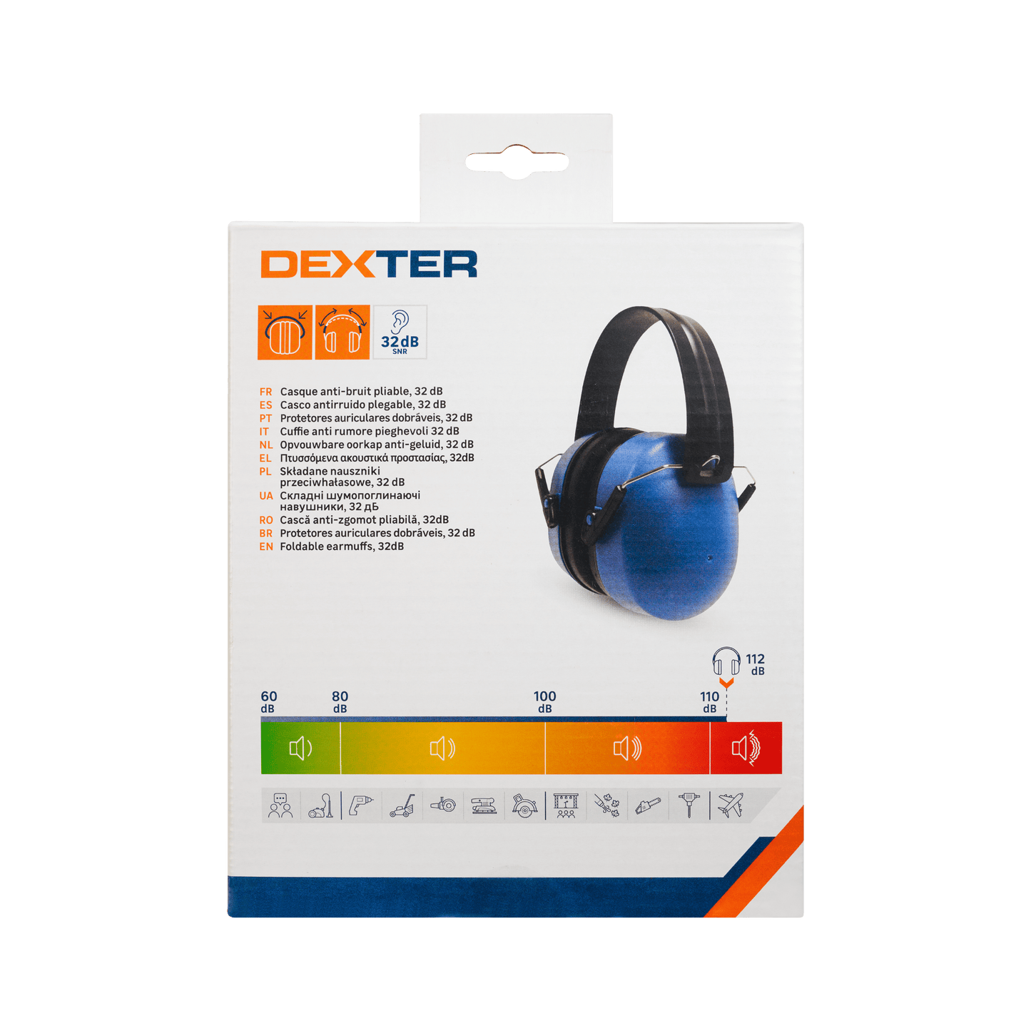 Bricocenter DEXTER FOLDABLE 32DB NOISE CANCELLING HEADPHONES WITH ABS ADJUSTING SYSTEM