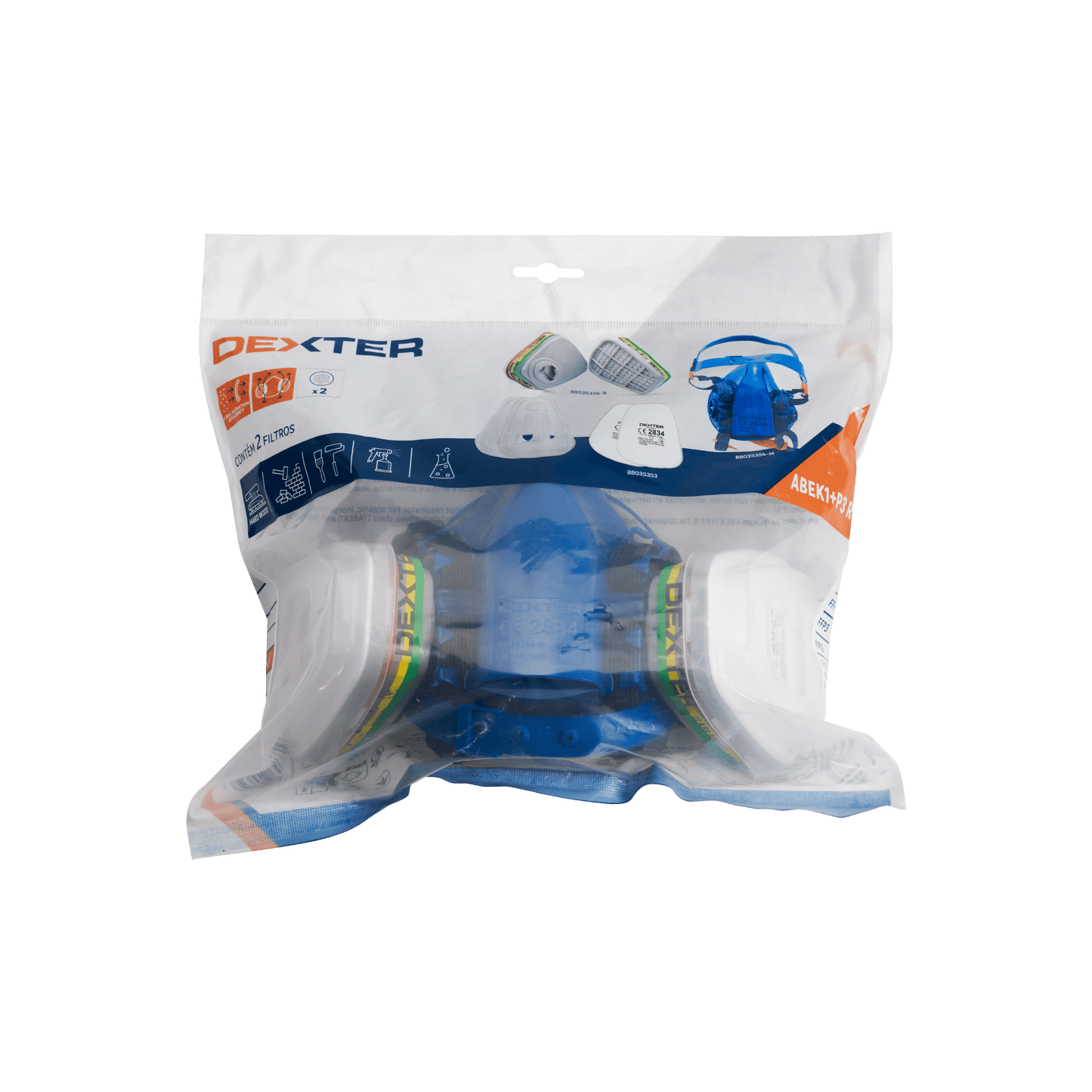 Bricocenter DEXTER CARTRIDGE HALF MASK WITH 2 ABEK1P3 R ABS AND ACTIVATED CHARCOAL FILTERS