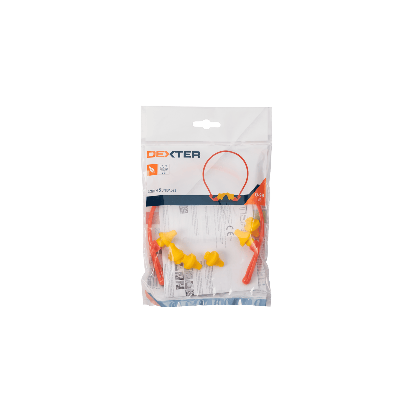 DEXTER REUSABLE HEADBAND EARPLUGS 20DB WITH 6 REPLACEMENT POLYURE PLUGS