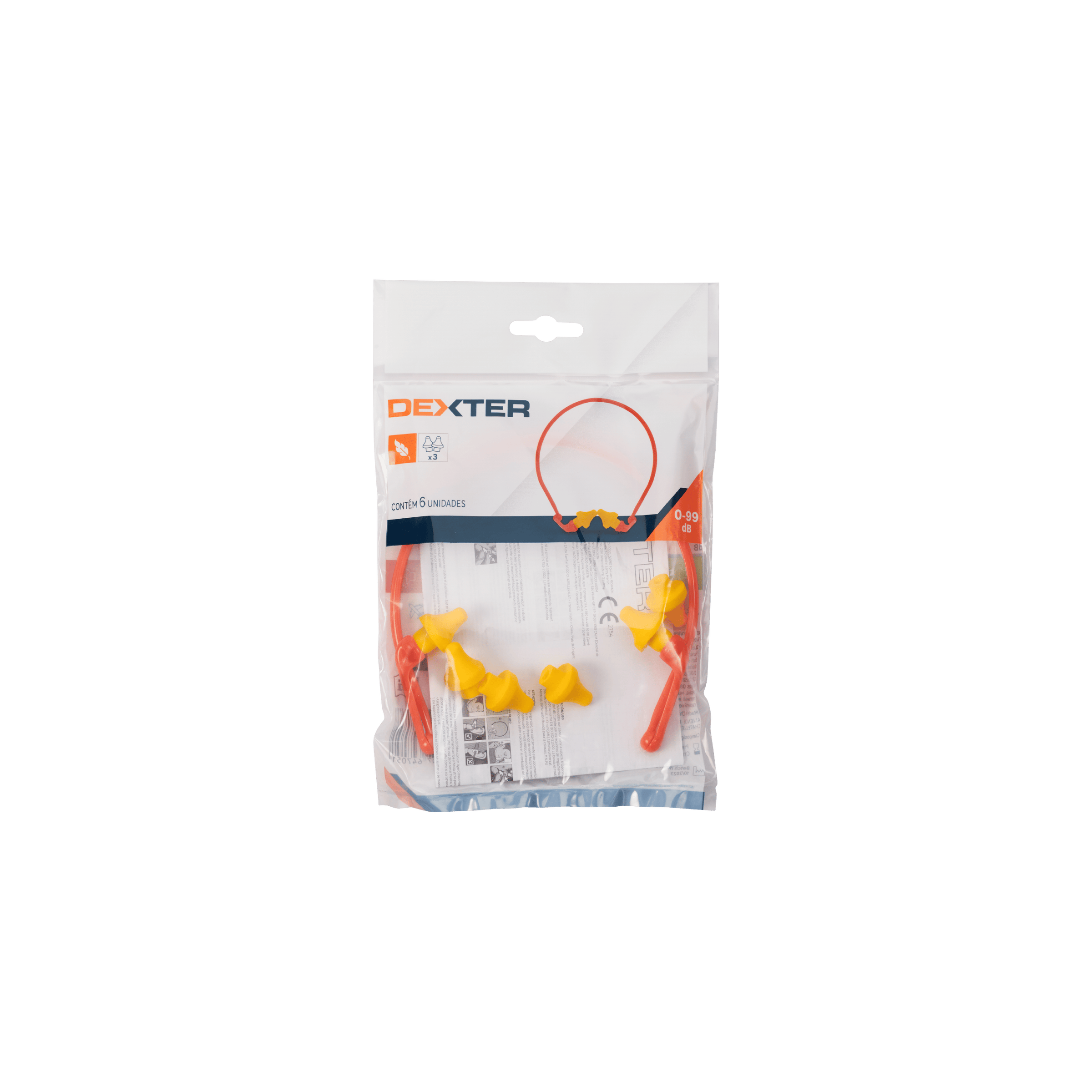 DEXTER REUSABLE HEADBAND EARPLUGS 20DB WITH 6 REPLACEMENT POLYURE PLUGS