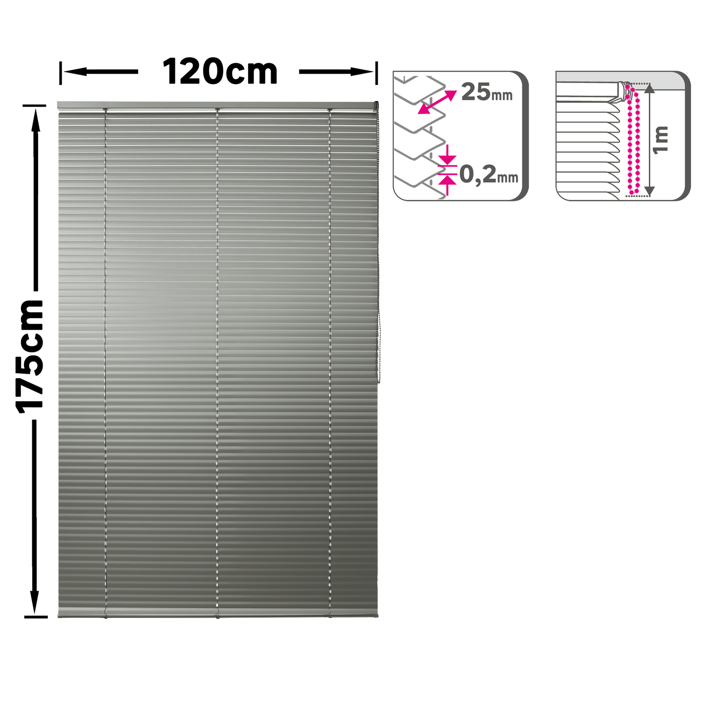 Bricocenter VENEZIANA EPONA ALLUMINIO CROMO 120X175CM