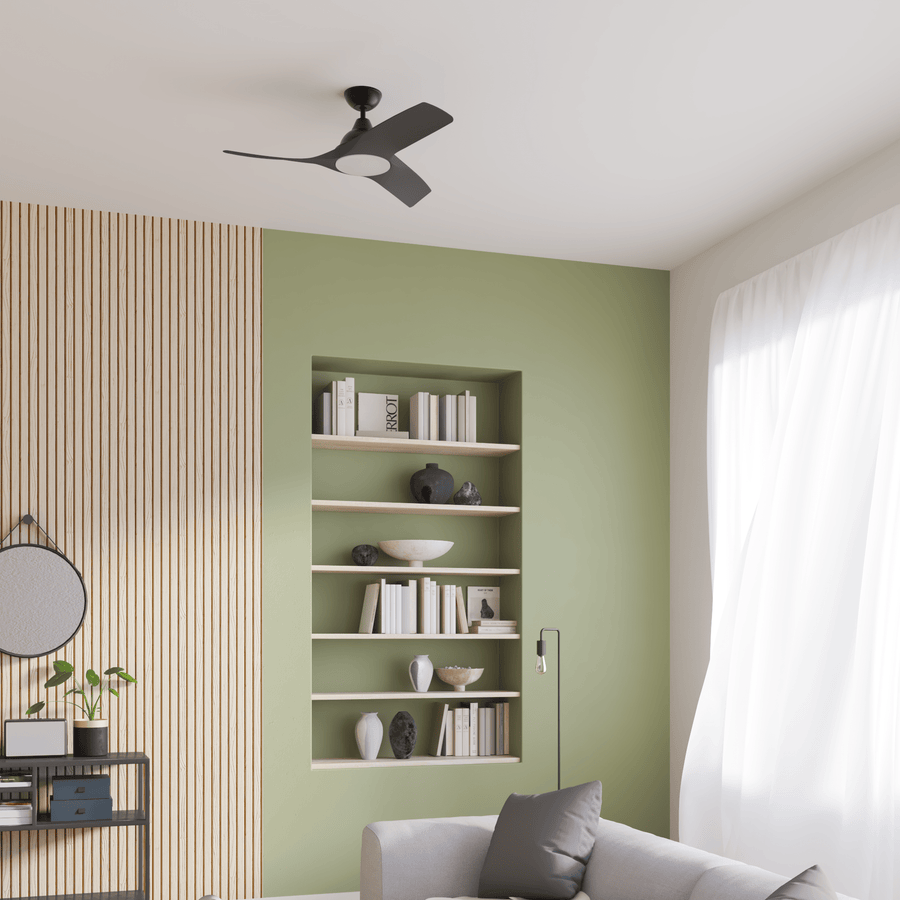 Bricocenter VENTILATORE DA SOFFITTO ARUBA PLUS PLASTICA NERO D112 CM LED 18W CCT DIMMERABILE 3 PALE