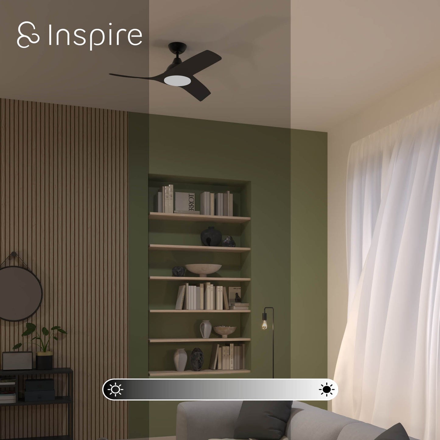 Bricocenter VENTILATORE DA SOFFITTO ARUBA PLUS PLASTICA NERO D112 CM LED 18W CCT DIMMERABILE 3 PALE