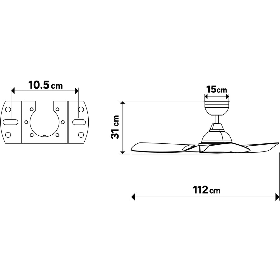Bricocenter VENTILATORE DA SOFFITTO ARUBA PLUS PLASTICA NERO D112 CM LED 18W CCT DIMMERABILE 3 PALE