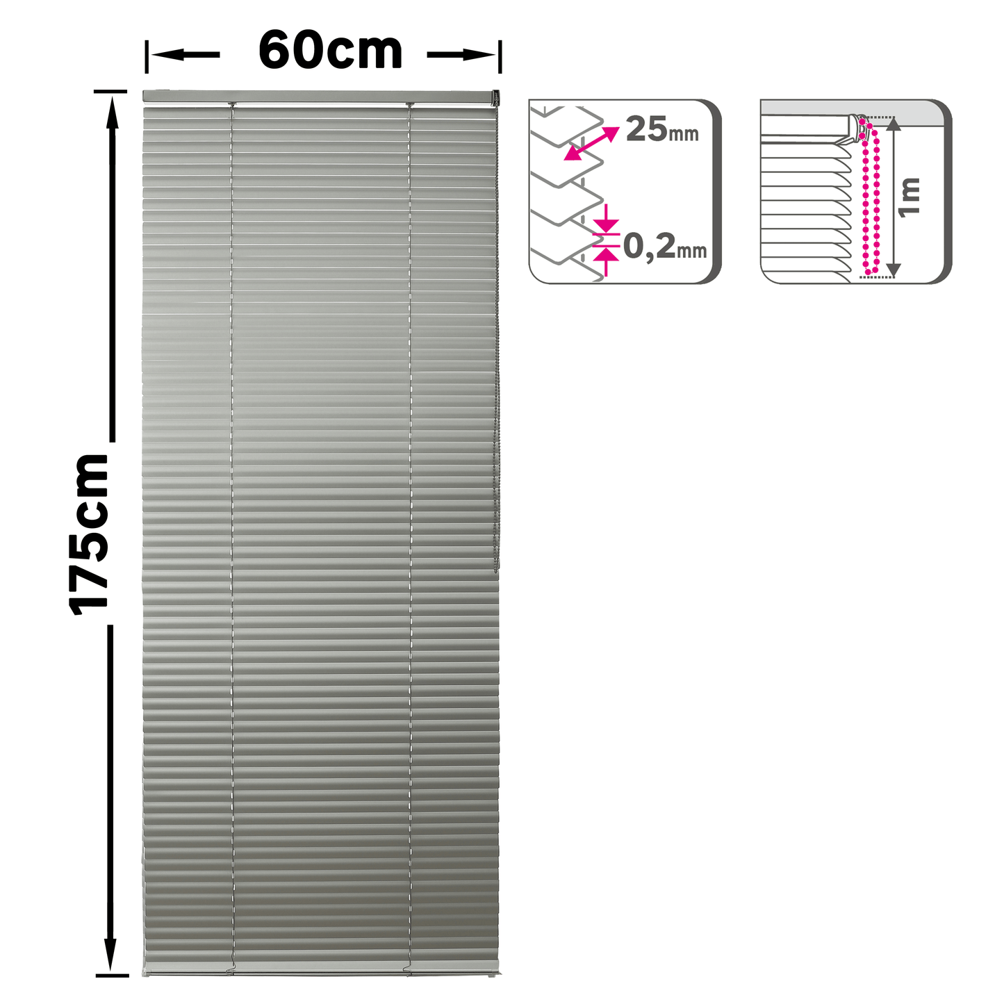 Bricocenter VENEZIANA EPONA ALLUMINIO CROMO 60X175CM